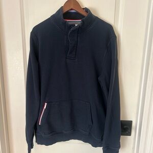 4 Fourlaps Sweater Mens L Blue 1/4 Zip Mock Neck Re-Up Pocket Active Casual